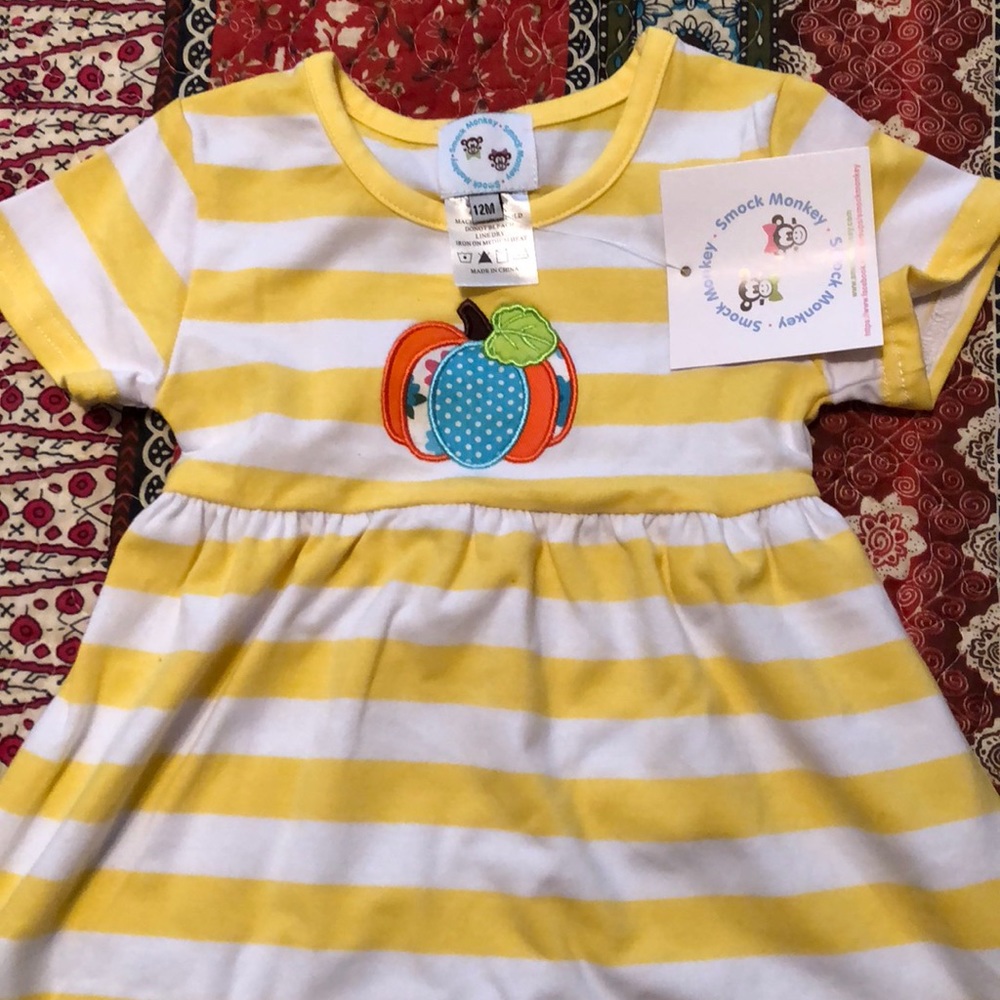 Yellow striped pumpkin dress
